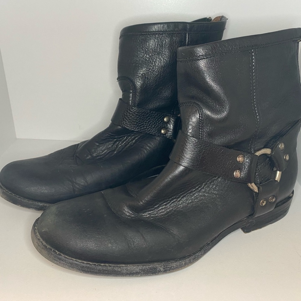 Frye Black Leather Ankle Boots